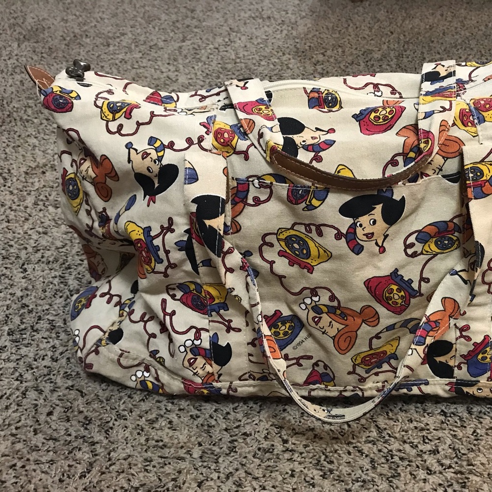 Vintage The Flintstones Duffle Tote Carry Bag